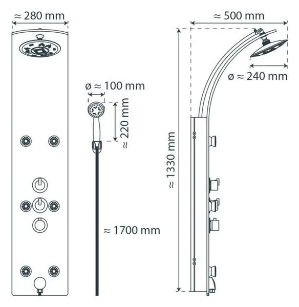 Sprchový hydromasážní panel Lanzarote 60029 Eisl Sanitär
