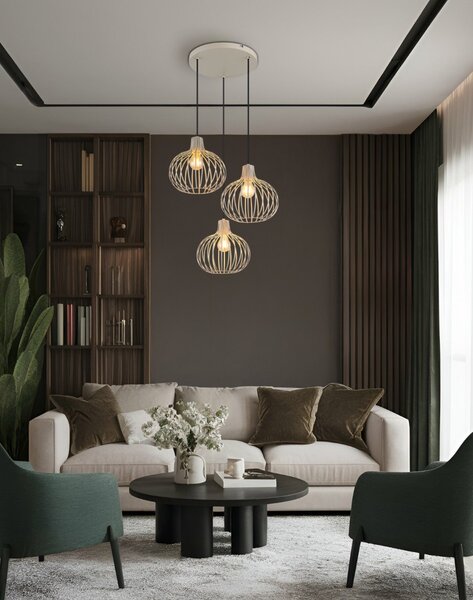 Závěsné svítidlo 3x E27 piesková IP20 GLOBO lighting MATEO 33379319