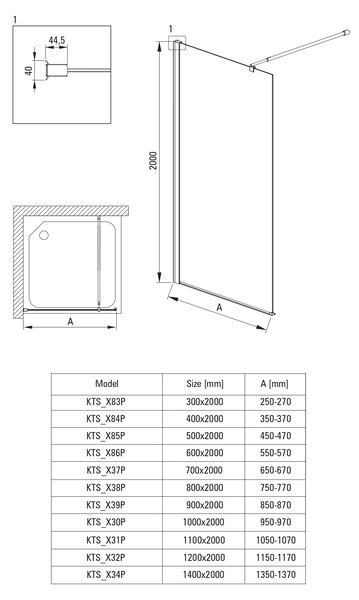 Deante Kerria Plus sprchová zástěna walk-in 50 cm chrom lesk/průhledné sklo KTS085P