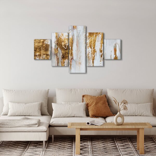 Obraz - Abstrakce se zlatou (125x70 cm)