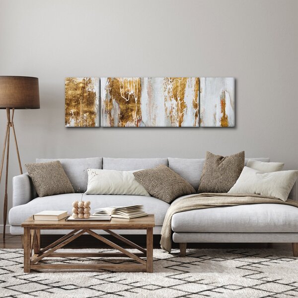 Obraz - Abstrakce se zlatou (170x50 cm)