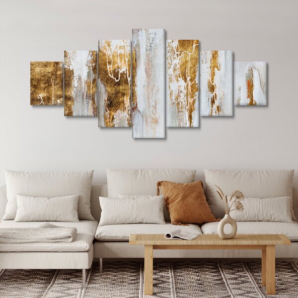 Obraz - Abstrakce se zlatou (210x100 cm)
