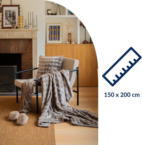 Taupe deka z mikroplyše 150x200 cm Wave – Tiseco Home Studio