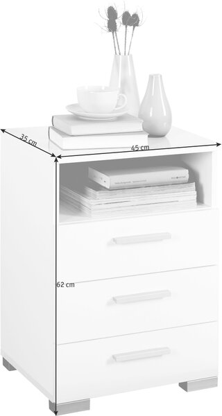NOČNÍ STOLEK, vysoce lesklá bílá, 45/62/35 cm Carryhome