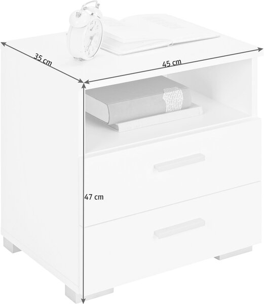 NOČNÍ STOLEK, bílá, 45/47/35 cm Carryhome
