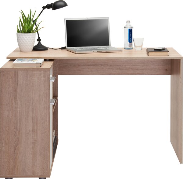 ROHOVÝ PSACÍ STŮL, bílá, barvy dubu, 94/120/75 cm Hom`in - Rohové psací stoly