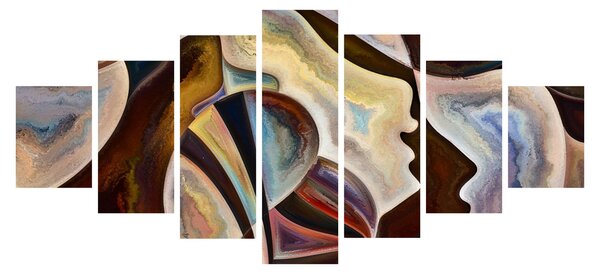 Obraz - Abstrakce hlav (210x100 cm)