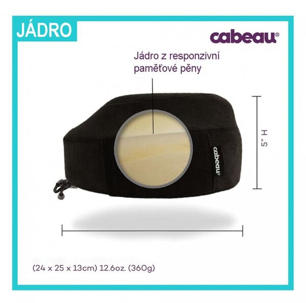 Cabeau Evolution® Classic Midnight cestovní polštář - černý