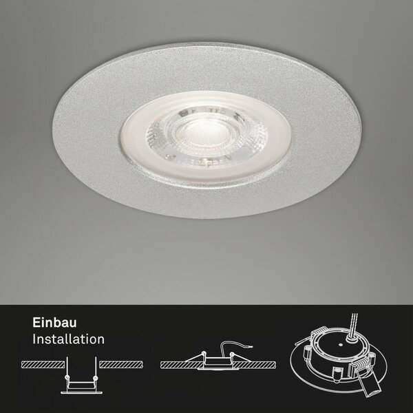 BRILONER LED vestavné svítidlo, pr. 9 cm, 4,9 W, matný chrom IP44 BRI 7047-014