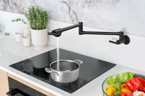 Berg Pot Filler kuchyňská baterie na stěnu černá 830135B