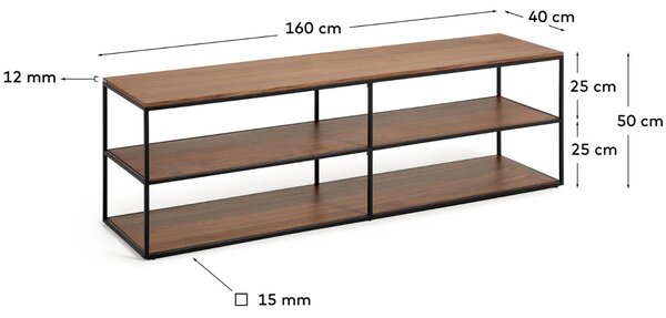 Ořechový TV stolek Kave Home Yoana 160 x 40 cm