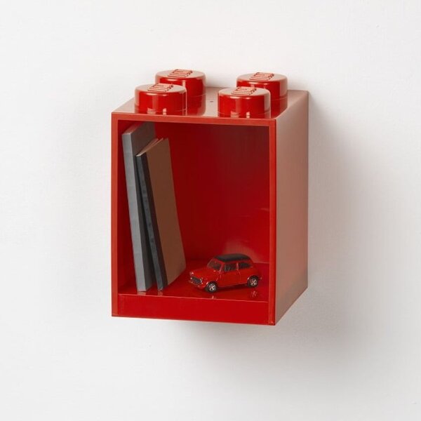 Červená nástěnná police LEGO® Storage 21 x 16 cm