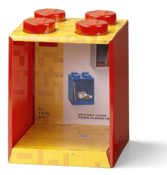 Červená nástěnná police LEGO® Storage 21 x 16 cm