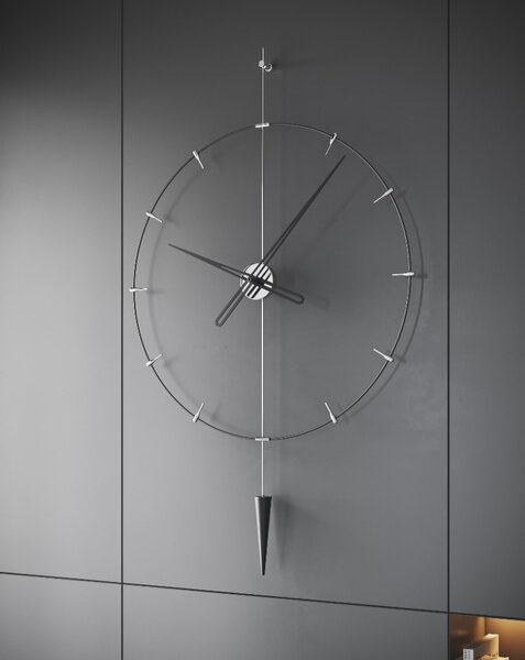 Mclocks Designové nástěnné hodiny PIP811 Pendulum Plus Indicator silver mat-black 60cm