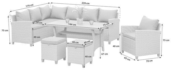 ZAHRADNÍ SEDACÍ SOUPRAVA 18dílné, kov, plast, textil Gardenson - Online Only zahradní nábytek, Online Only