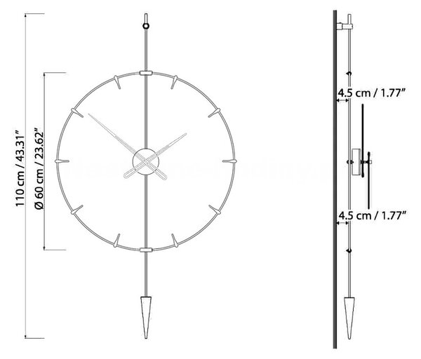 Mclocks Designové nástěnné hodiny PIP802 Pendulum Plus Indicator black-black 60cm
