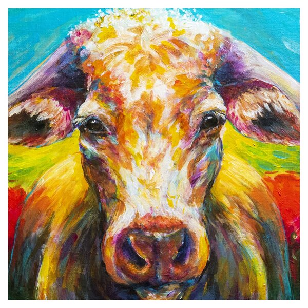 Obraz - Malovaná kráva (30x30 cm)