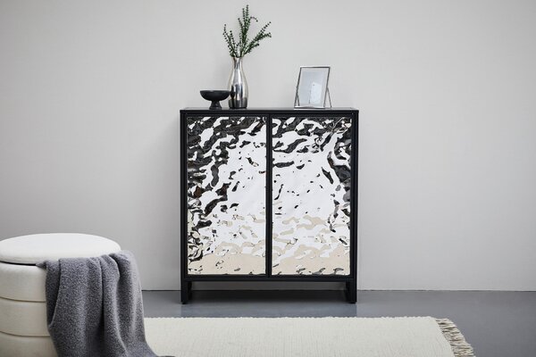 KOMODA, černá, barvy stříbra, 80/88/31 cm MID.YOU - Komody na nožičkách, Online Only