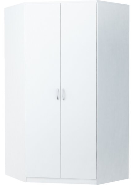 Rohová šatní skříň ZORICA - šířka 106 cm, bílá