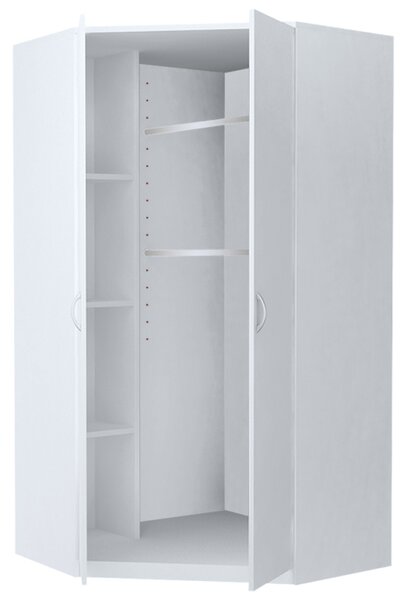 Rohová šatní skříň ZORICA - šířka 106 cm, bílá