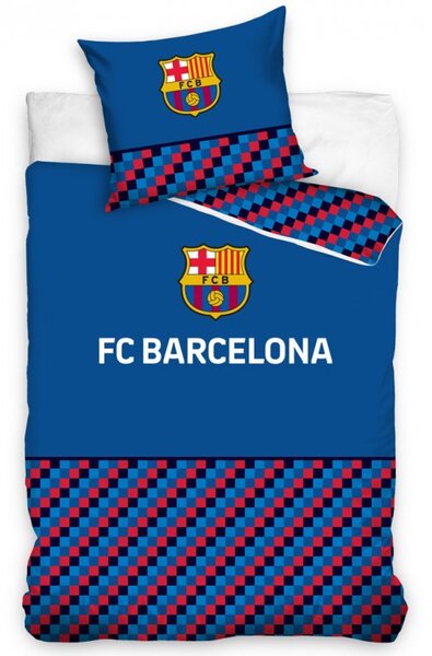 Carbotex Bavlněné povlečení 140x200 + 70x90 cm - FC Barcelona Half of Cubes
