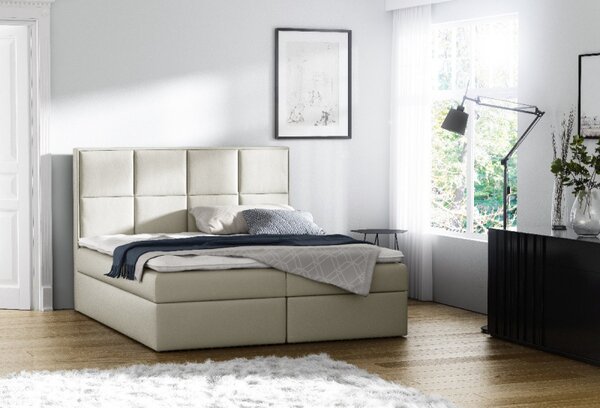 Čalouněná postel s úložným prostorem Sivio smetanová eko kůže 120 + TOPPER ZDARMA