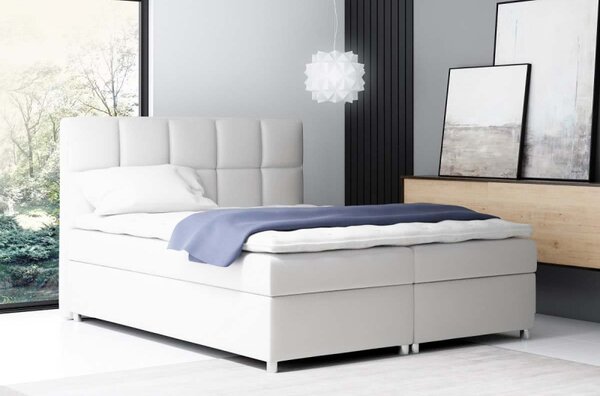 Čalouněná jednolůžková postel Tina bílá eko kůže 120 + toper zdarma
