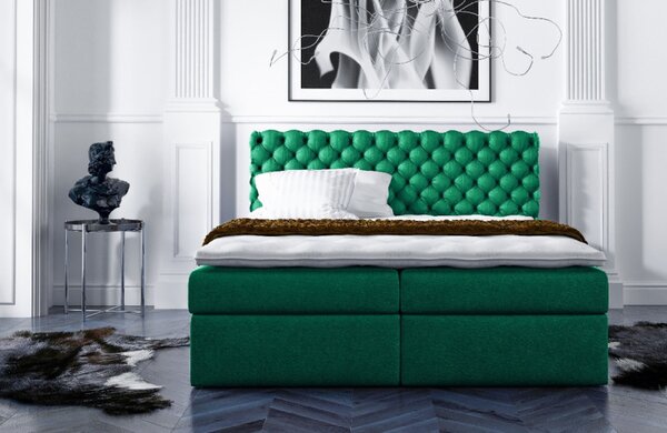 Stylová kontinentální postel Giulio zelená 140 + topper zdarma