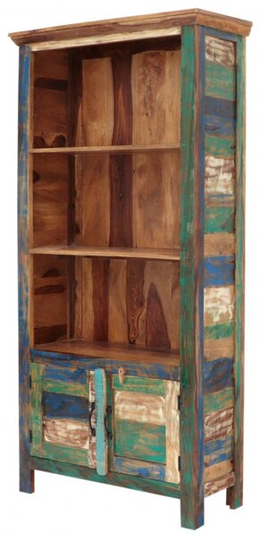 Knihovna Retro 90x180x35 recyklovaného mangového dřeva