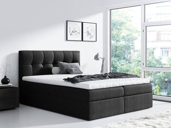 Jednoduchá postel Rex 200x200, černá + TOPPER
