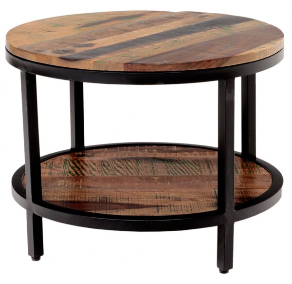 Kulatý konferenční stolek Retro 60x45x60 z recyklovaného mangového dřeva