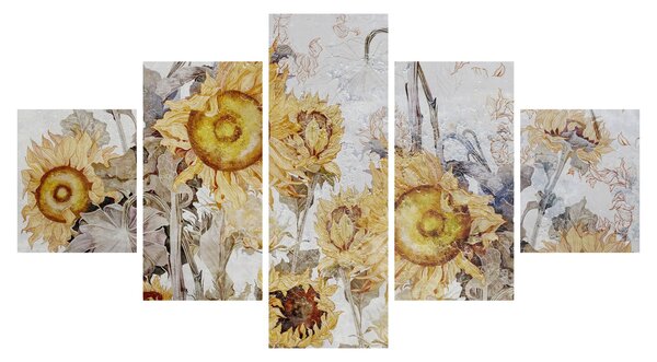 Obraz - Slunečnice ve zdi (125x70 cm)