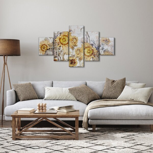 Obraz - Slunečnice ve zdi (125x70 cm)