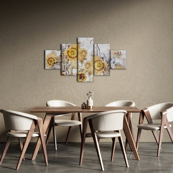 Obraz - Slunečnice ve zdi (125x70 cm)