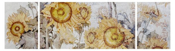 Obraz - Slunečnice ve zdi (170x50 cm)
