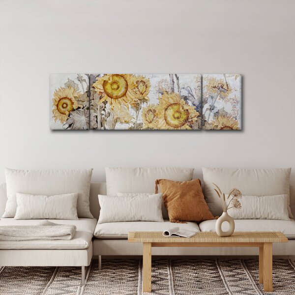 Obraz - Slunečnice ve zdi (170x50 cm)