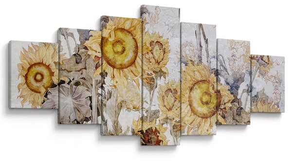 Obraz - Slunečnice ve zdi (210x100 cm)