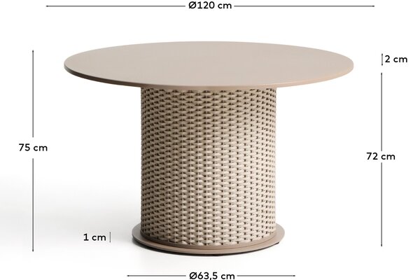 Kave Home Béžovošedý zahradní jídelní stůl Sedalis Ø 120 cm