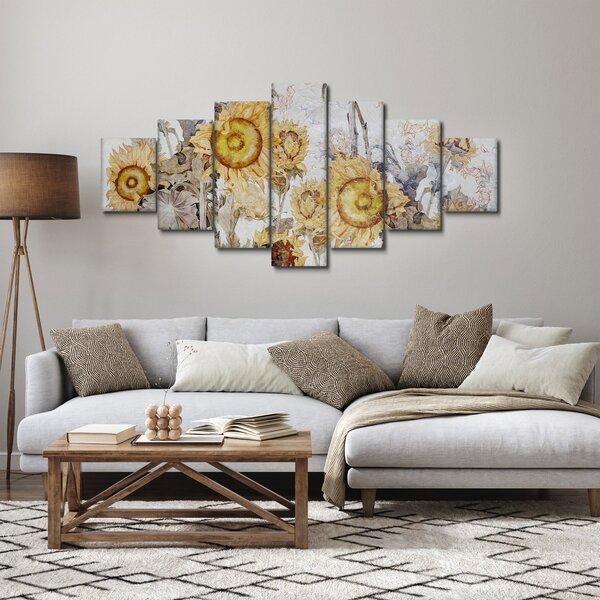 Obraz - Slunečnice ve zdi (210x100 cm)