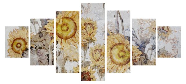 Obraz - Slunečnice ve zdi (210x100 cm)