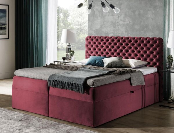 Čalouněná postel 180x200 CLARITA - červená + topper ZDARMA
