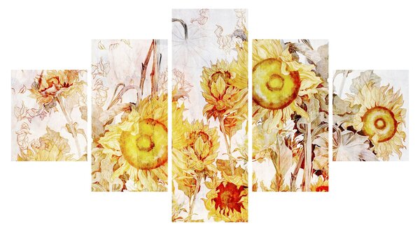 Obraz - Slunečnice, malba (125x70 cm)