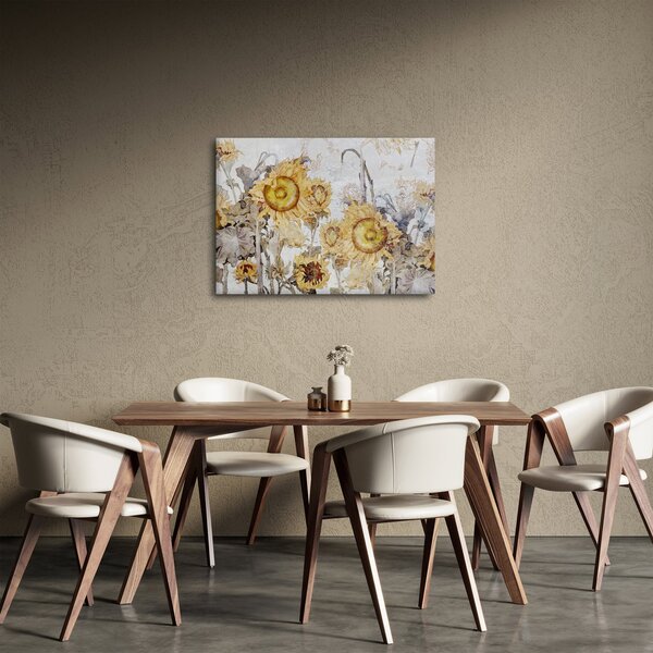 Obraz - Slunečnice ve zdi (70x50 cm)