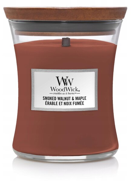 Tradiční sójová svíčka smoked walnut & maple Woodwick 1 ks