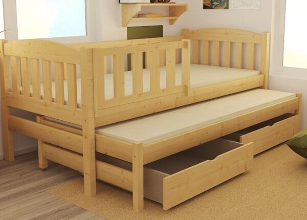 Dětská dřevěná postel se zábranou přistýlkou DPV013
