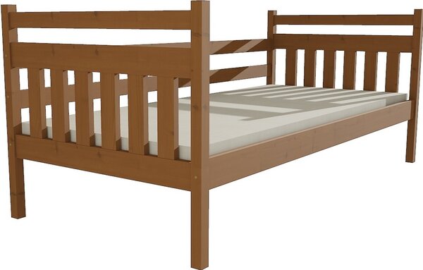 Dětská postel z masivu s vysokým čelem, zábranou a roštem DP 034