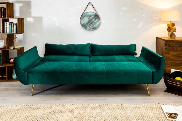 Rozkladacia sedačka DIVAN 215 cm - zelená, zlatá