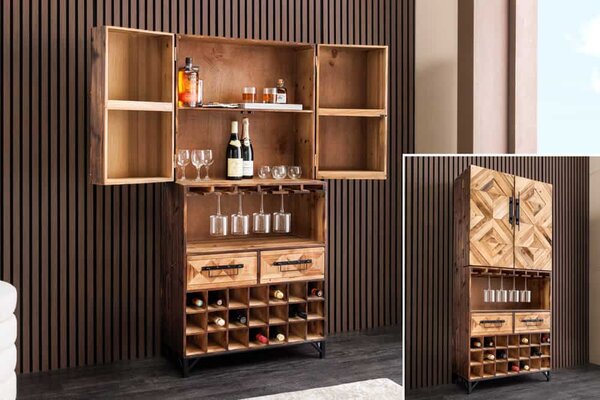 Barová skříň BODEGA 160 CM masiv borovice Nábytek | Úložné prostory | Vinotéky a bary