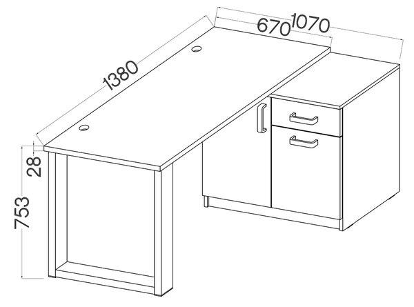 Pc stolek Mantela 130 (světle šedá + černá)