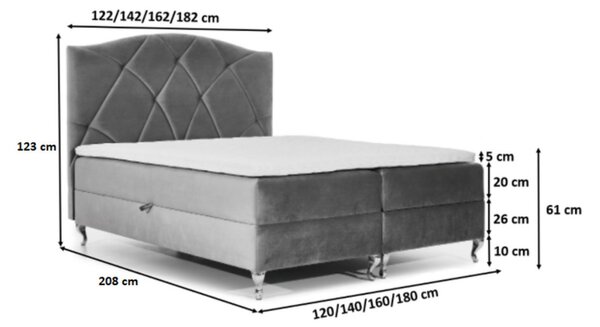Kontinentální postel 180x200 BENITA - modrozelená + topper ZDARMA